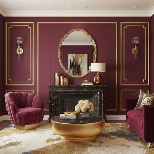 Maroon_gold_wall_paint_combo