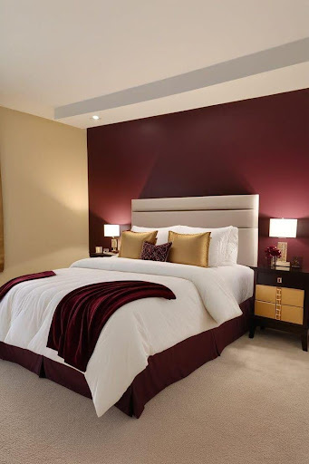 Maroon_Beige_bedroom_wall_paint